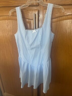 Light Blue & White Pinstripe Solace Brand New Sundress with Lace Trim 🩵